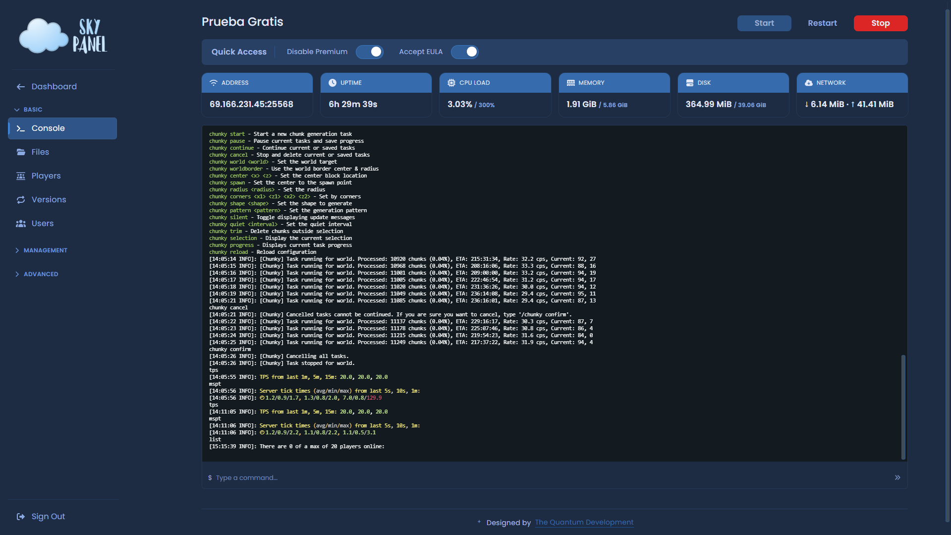 Panel screenshot